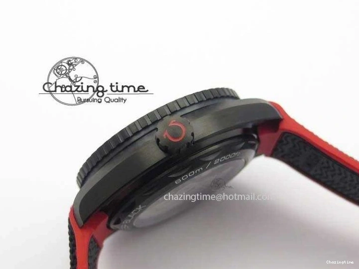 1225 SoftTouch Planet Ocean GMT 45mm DLC Red JHF Best Edition Black Dial On Rubber Strap A 8200